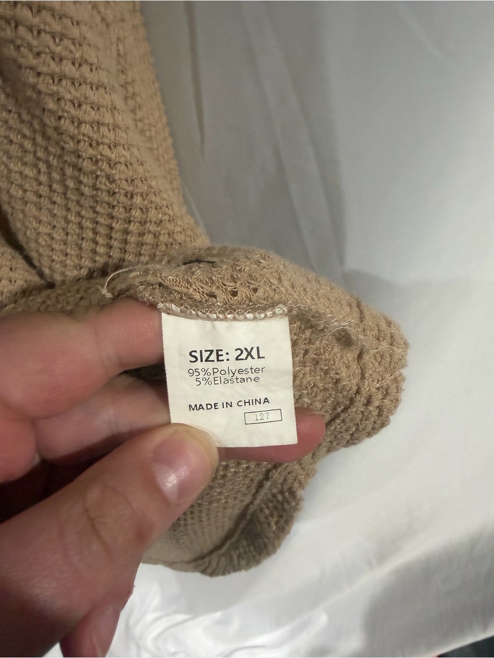 Dokotoo Shirt Cozy Beige Waffle Knit Button Up Long Sleeve Top V-Neck 2XL - Picture 4 of 5